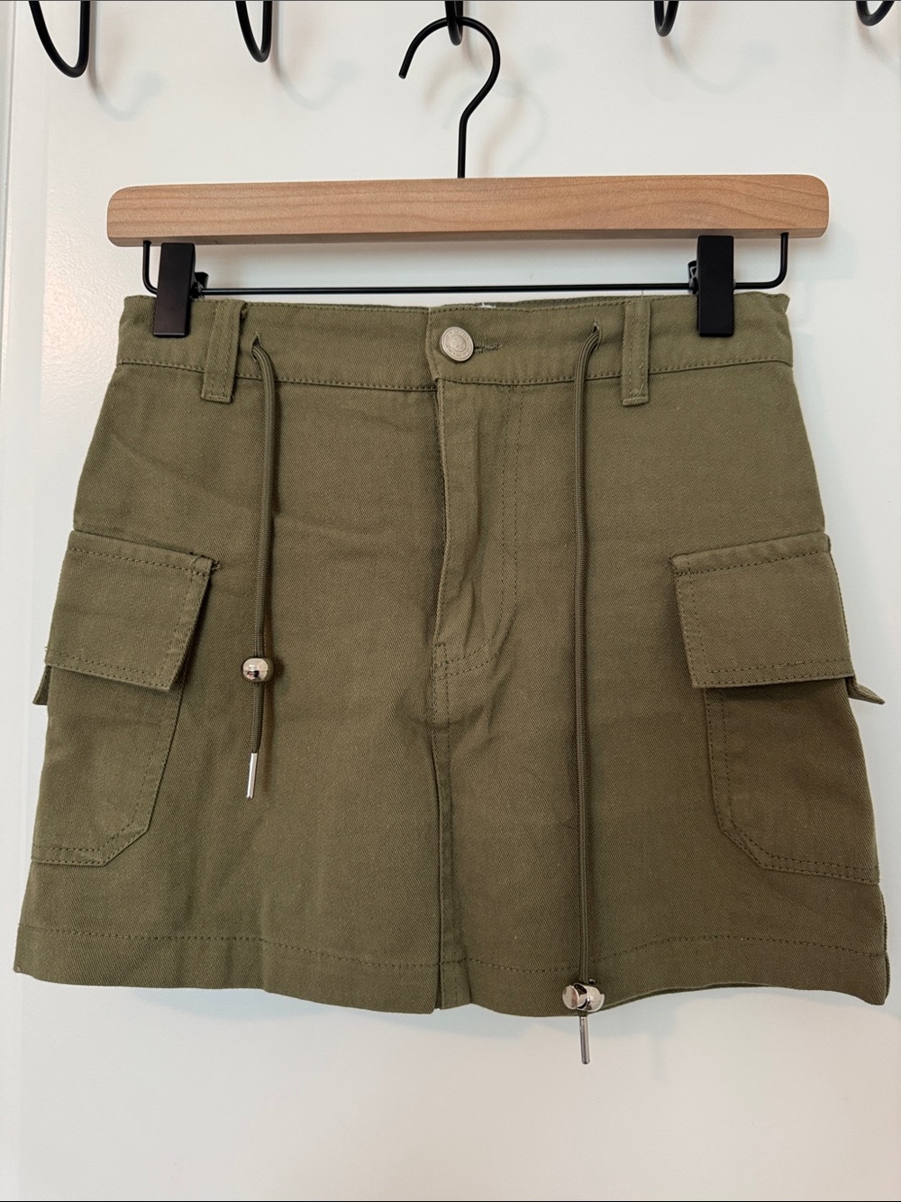 Princess Polly Olive Utility Cargo 100% Cotton Mini Skirt— Women's US 0